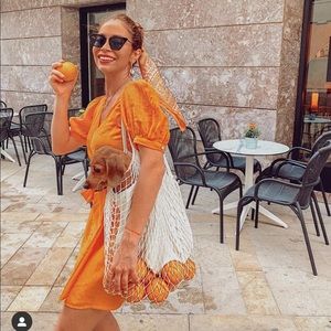 Puff sleeve Zara wrap linen dress